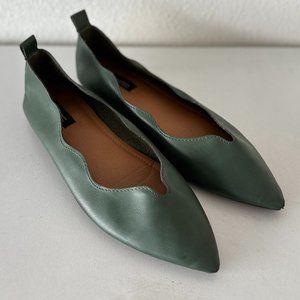 Dark Green Leather Shoes Flats Size 7